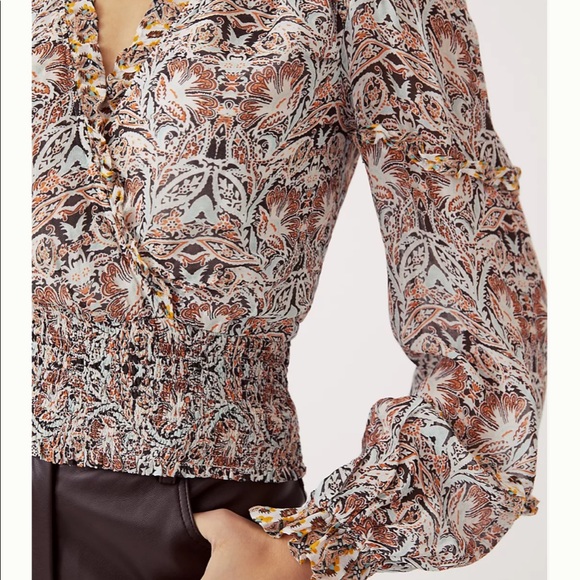 Printed ruffle blouse, Anthropologie. Size Small. - Picture 3 of 8